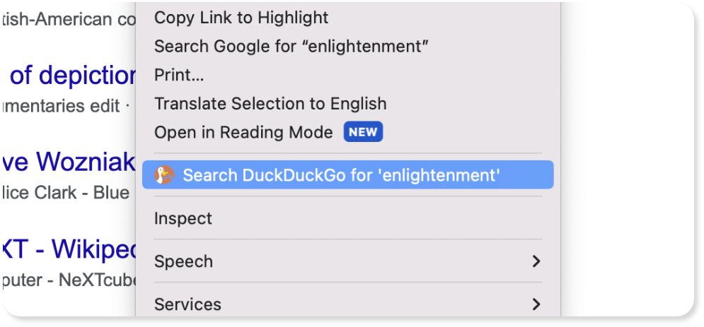 Right Click to Search DuckDuckGo Max